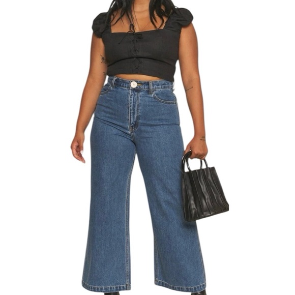 Whimsy + Row Flora Pant in‎ Dark Denim Wide Leg Size 24 NWT - Picture 1 of 11